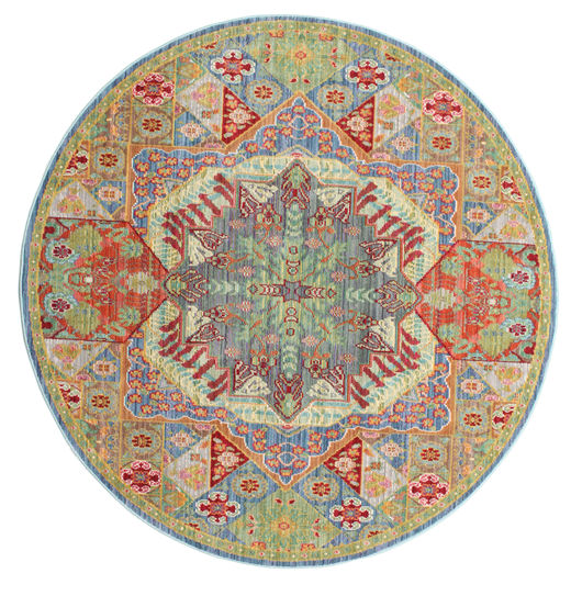 Simav 러그 Ø 150 모던 원형 라이트 그린/다크 베이지 ( 터키)