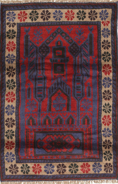 Белуч Ковер 83X135 Ковры Ручной Работы Черный/Темно-Красный (Шерсть, Афганистан)