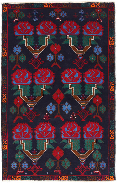 Baluch 러그 89X144 정품
 오리엔탈 수제 다크 퍼플/다크 레드 (울, 아프가니스탄)