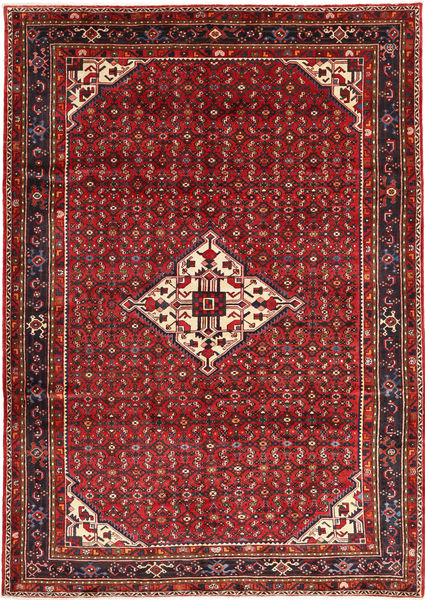 Hosseinabad Tapijt 212X300 Echt Oosters Handgeknoopt Donkerrood/Donkerbruin (Wol, Perzië/Iran)