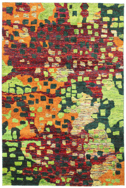 Davina Sari Soie Tapis 190X290 Moderne Fait Main Gris Foncé/Vert Clair (Soie, Inde)