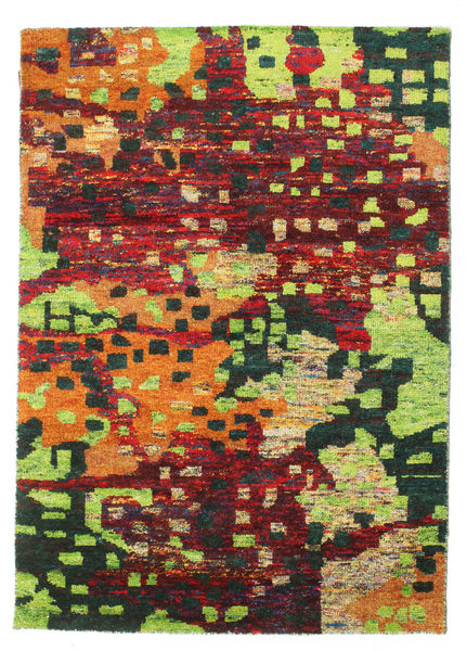 Davina Sari Seda Tapete 140X200 Moderno Feito A Mão Cinza Escuro/Verde Claro (Seda, Índia)