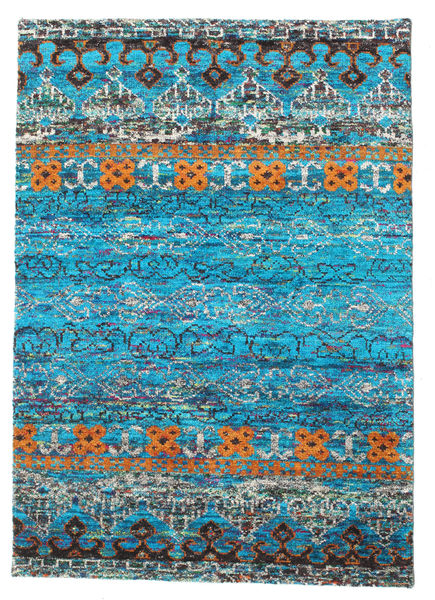 Quito - Turquoise Koberec 140X200 Moderní Ručně Tkaný Tyrkysově Modré/Tmavě Modrý (Hedvábí, Indie)