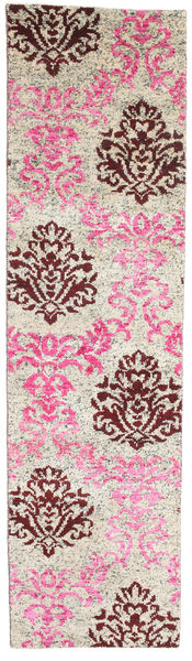 Jardine Tapete 80X300 Moderno Feito A Mão Tapete Passadeira Branco/Creme/Castanho Claro (Seda, Índia)