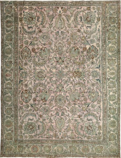 Colored Vintage Rug 280X360 Authentic
 Modern Handknotted Light Brown/Olive Green Large (Wool, Persia/Iran)
