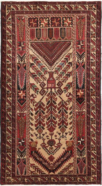 Baluch 러그 110X200 정품
 오리엔탈 수제 다크 레드/다크 브라운 (울, 페르시아/이란)