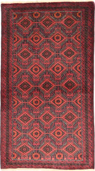 Beluch Covor 105X186 Orientale Lucrat Manual Roșu-Închis/Maro (Lână, Persia/Iran)