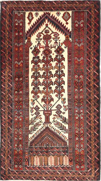 Beluch Koberec 105X190 Orientální Ručně Tkaný Hnědá/Tmavě Červená (Vlna, Persie/Írán)