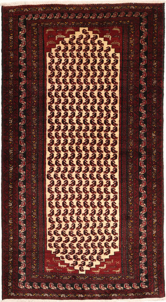 Beluch Tæppe 105X205 Ægte Orientalsk Håndknyttet Mørkebrun/Mørkerød (Uld, Persien/Iran)