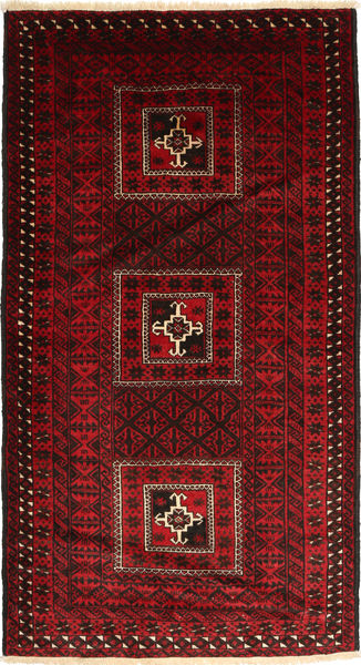 Belutsch Teppich
 113X207 Echter Orientalischer Handgeknüpfter Dunkelrot/Rot (Wolle, Persien/Iran)