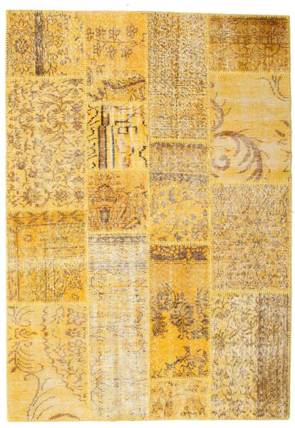 Patchwork Sag 141X202 Autentični
 Moderni Ručno Uzlan Svjetlosmeđa/Žuta (Vuna, Turska)