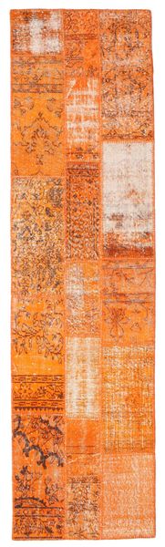 Patchwork Covor 80X299 Modern Lucrat Manual Portocaliu/Maro Deschis (Lână, Turcia)