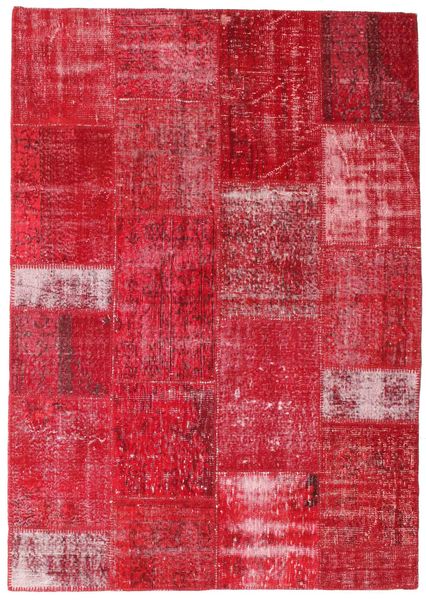 Patchwork Tapis 160X226 Moderne Fait Main Rouge/Rouille/Rouge (Laine, Turquie)