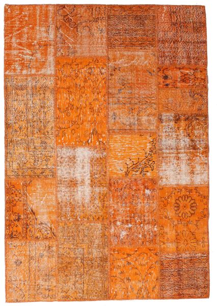 Patchwork Koberec 161X234 Moderní Ručně Tkaný Oranžová/Světle Hnědá (Vlna, Turecko)