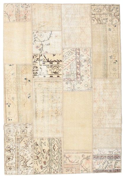 Patchwork Covor 161X233 Modern Lucrat Manual Bej/Maro Deschis (Lână, Turcia)