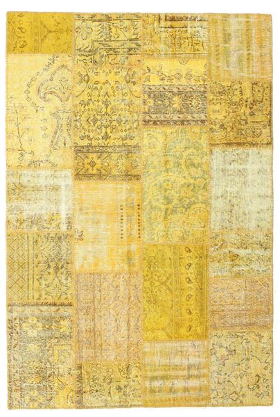 Patchwork Teppich
 159X234 Echter Moderner Handgeknüpfter Gelb/Dunkel Beige (Wolle, Türkei)