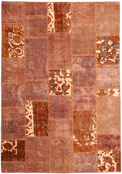 Patchwork Tæppe 166X243 Ægte Moderne Håndknyttet Rust/Lysebrun (Uld, Persien/Iran)