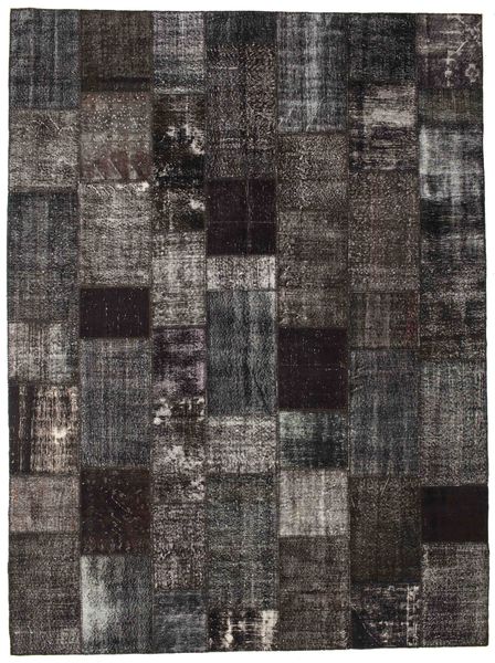 Patchwork Tapete 273X367 Moderno Feito A Mão Cinza Escuro/Preto Grande (Lã, Turquia)
