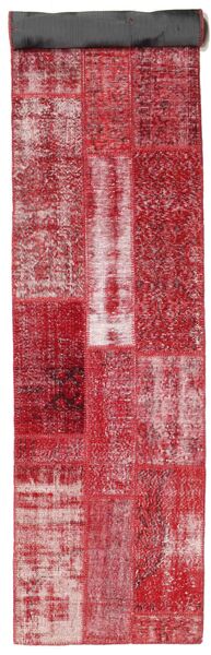 Patchwork Rug 80X408 Authentic
 Modern Handknotted Hallway Runner
 Crimson Red/Pink (Wool, Turkey)