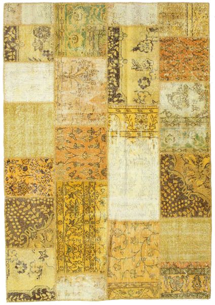Patchwork Rug 161X234 Authentic
 Modern Handknotted Yellow/Beige (Wool, Turkey)