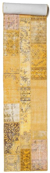 Patchwork Tapis 80X598 Moderne Fait Main Tapis Couloir Marron Clair/Jaune (Laine, Turquie)
