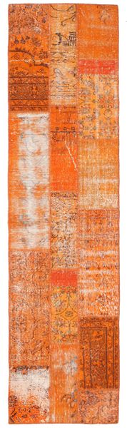 Patchwork Χαλι 80X305 Σύγχρονα Χειροποιητο Χαλι Διαδρομοσ Πορτοκαλί/Ανοιχτό Καφέ (Μαλλί, Τουρκικά)