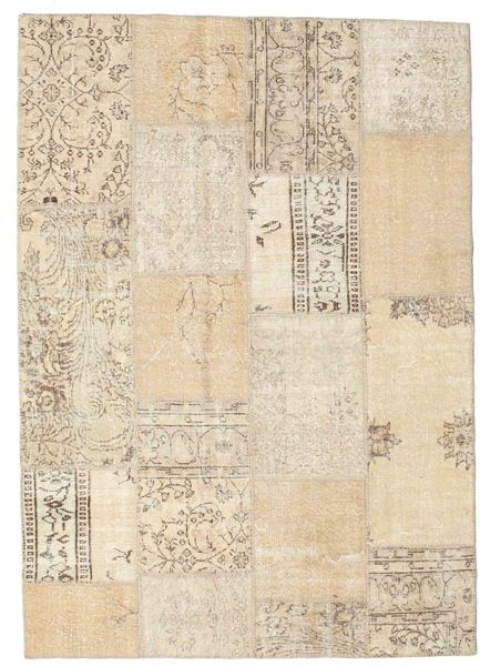 Patchwork Szőnyeg 161X228 Modern Csomózású Világosbarna/Bézs (Gyapjú, Törökország)
