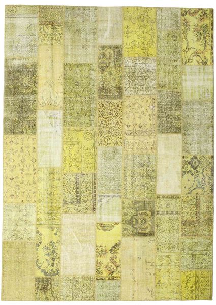 Patchwork Alfombra 252X352 Moderna Hecha A Mano Amarillo/Verde Claro Grande (Lana, Turquía)