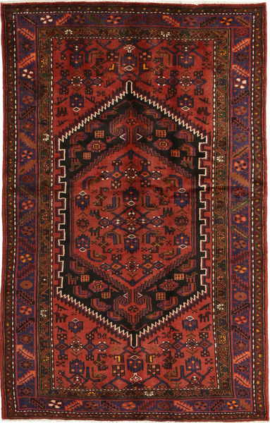 Hamadan Dywan 130X214 Orientalny Tkany Ręcznie Ciemnoczerwony/Ciemnobrązowy (Wełna, Persja/Iran)
