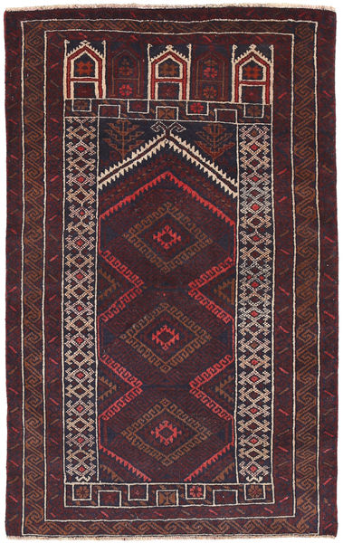 Beluch Tapijt 86X141 Echt Oosters Handgeknoopt Donkergroen/Donkerbruin (Wol, Afghanistan)