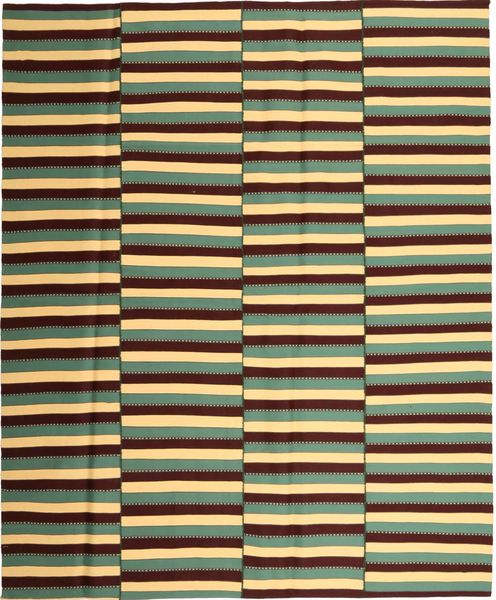 Kelim Moderni Matto 224X270 Moderni Käsinkudottu Tummanruskea/Vaaleanruskea (Puuvilla, Persia/Iran)