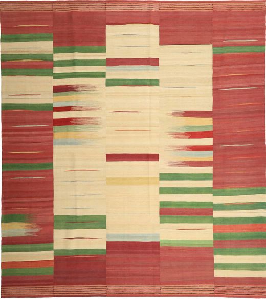 Kilim Modern Rug 285X319 Authentic
 Modern Handwoven Dark Red/Yellow Large (Wool, Persia/Iran)