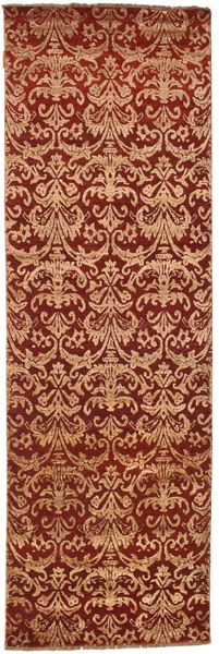 Damask Rug 77X242 Authentic
 Modern Handknotted Hallway Runner
 Light Brown/Dark Brown ( India)