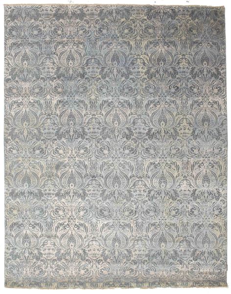 Damask Tapete 244X309 Moderno Feito A Mão Cinzento Claro/Cinza Escuro ( Índia)