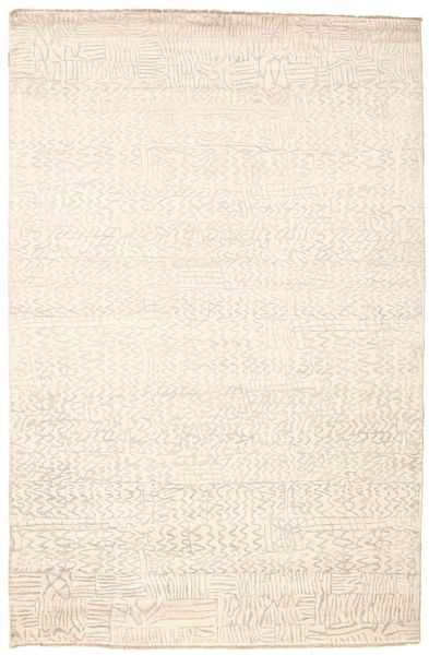 Damask Tapete 169X258 Moderno Feito A Mão Bege ( Índia)