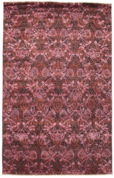Damask Rug 193X307 Authentic
 Modern Handknotted Dark Red/Dark Purple ( India)