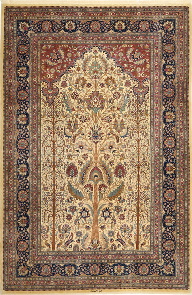 Tabriz#60 Raj silk warp Signet: Ahmadvand carpet AXVZC1098