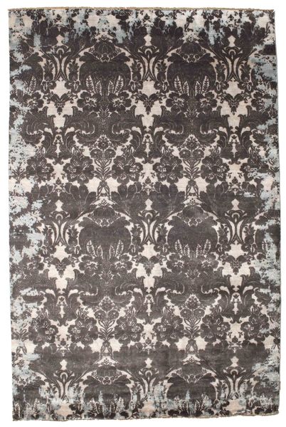 Damask Rug 200X303 Authentic
 Modern Handknotted Light Grey/Dark Blue ( India)