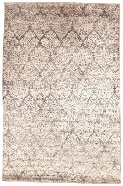 Damask Rug 175X270 Authentic
 Modern Handknotted Light Grey/White/Creme ( India)
