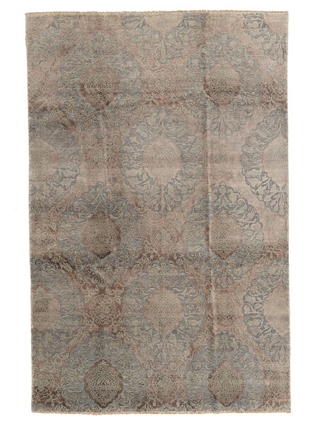 Damask Tapete 195X303 Moderno Feito A Mão Cinzento Claro ( Índia)