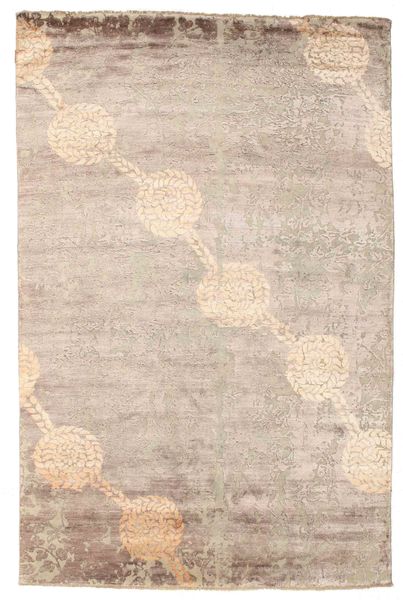 Damask Rug 181X273 Authentic
 Modern Handknotted Light Brown/Light Pink ( India)