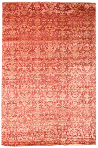 Damask Rug 197X298 Authentic
 Modern Handknotted Light Pink/Rust Red ( India)