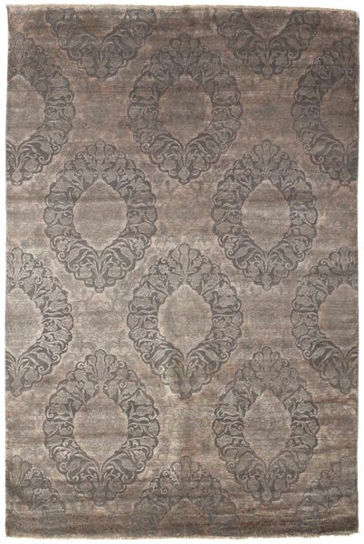 Damask Tapete 199X301 Moderno Feito A Mão Cinzento Claro/Cinza Escuro ( Índia)