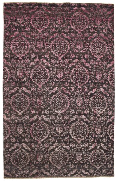 Damask Rug 193X300 Authentic
 Modern Handknotted Dark Blue/Dark Brown ( India)