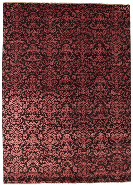 Damask Rug 174X244 Authentic
 Modern Handknotted Dark Red/Dark Brown ( India)
