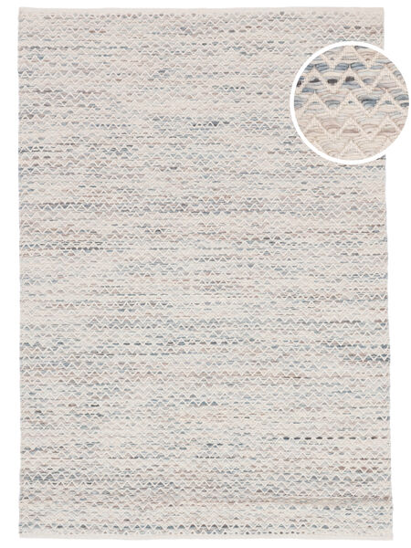 Chevron Waves - Light Rug 140X200 Authentic
 Modern Handwoven Beige/Light Grey ( India)
