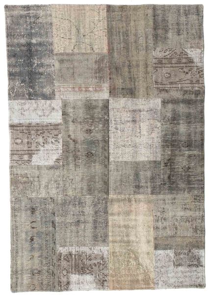 Patchwork Tapete 140X202 Moderno Feito A Mão Cinzento Claro/Cinza Escuro (Lã, Turquia)