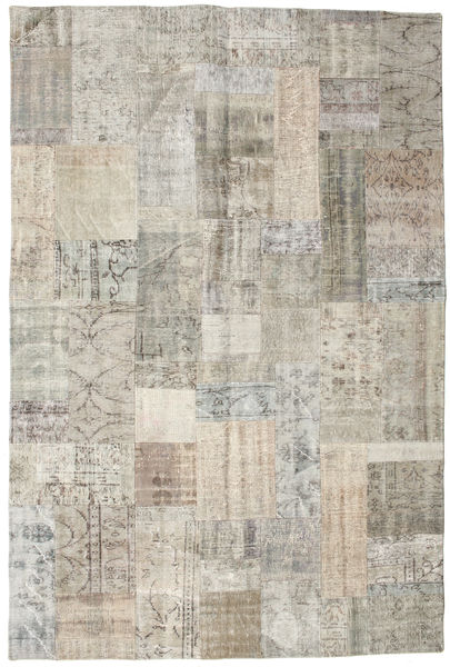 Patchwork Tappeto 201X302 Moderno Fatto A Mano Grigio Chiaro/Marrone Chiaro (Lana, Turchia)