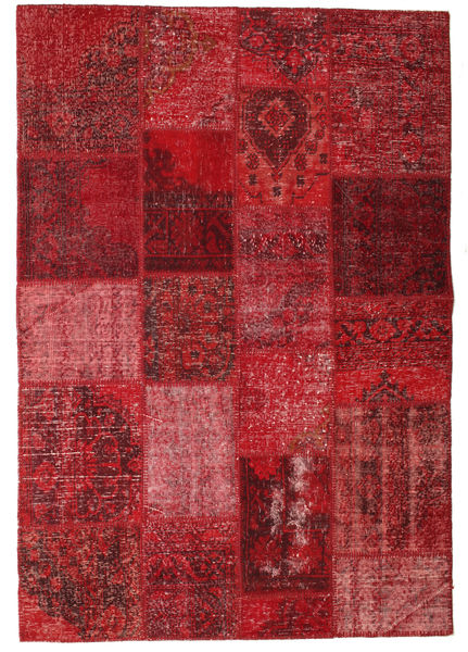 Patchwork Rug 138X201 Authentic
 Modern Handknotted Dark Red/Crimson Red (Wool, Turkey)