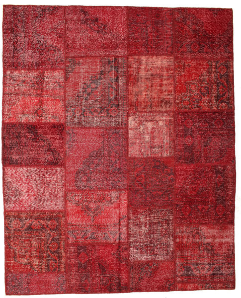 Patchwork Tapete 195X244 Moderno Feito A Mão Vermelho Escuro/Vermelho (Lã, Turquia)